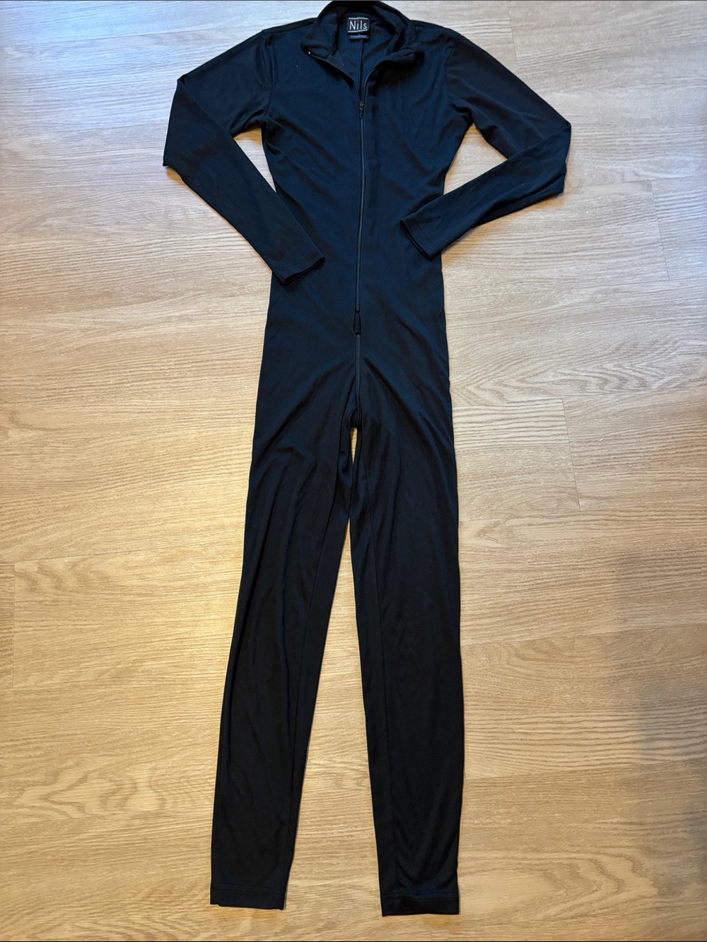 VTG NILS Women’s S Vanity Baselayer Zip Bodysuit Black Ski Suit Catsuit USA Made